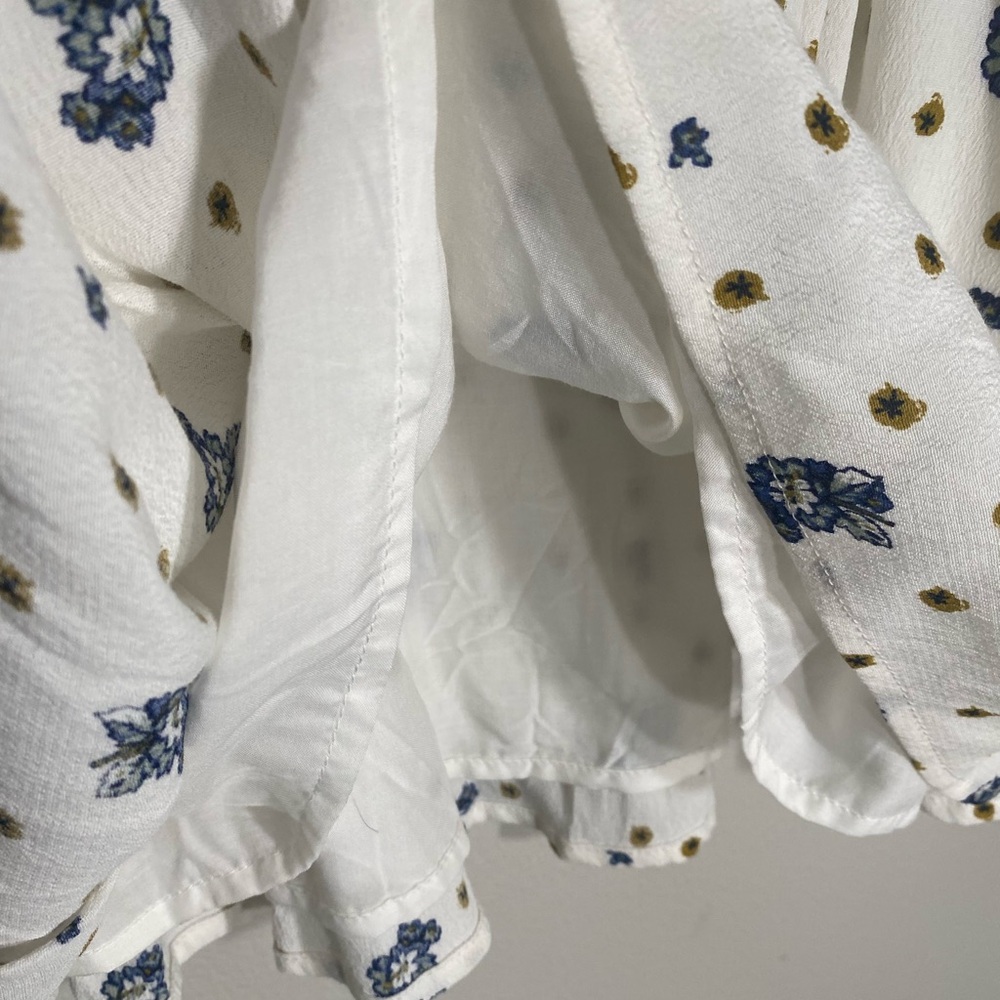 Free People Floral Two Faces Mini Dress Sz S White Smocked Long Sleeve Flowy - Picture 8 of 12